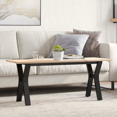 vidaXL Coffee Table Y-Frame 110x40x45 cm Solid Wood Pine and Steel 1