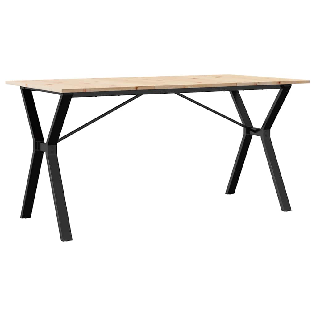 vidaXL Dining Table Y-Frame 140x80x75 cm Solid Wood Pine and Steel 2