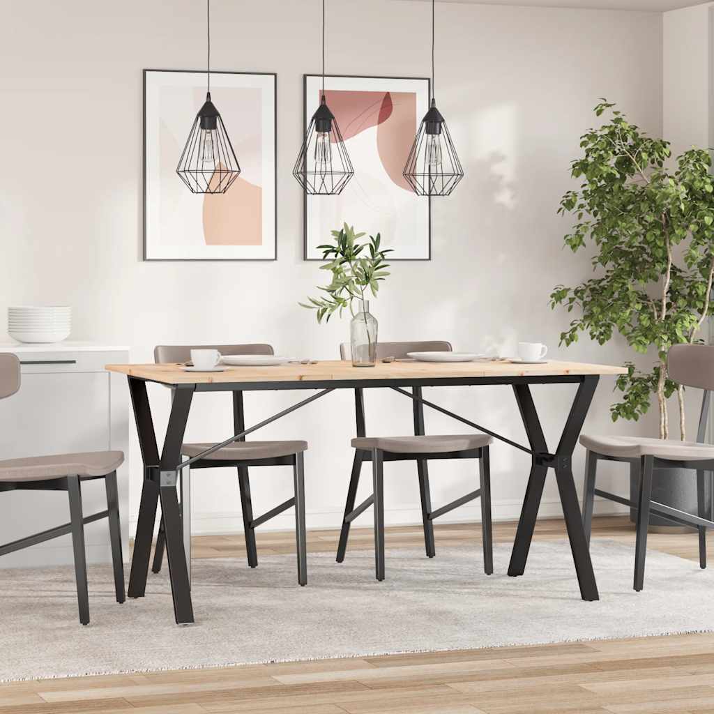 vidaXL Dining Table Y-Frame 140x80x75 cm Solid Wood Pine and Steel 3