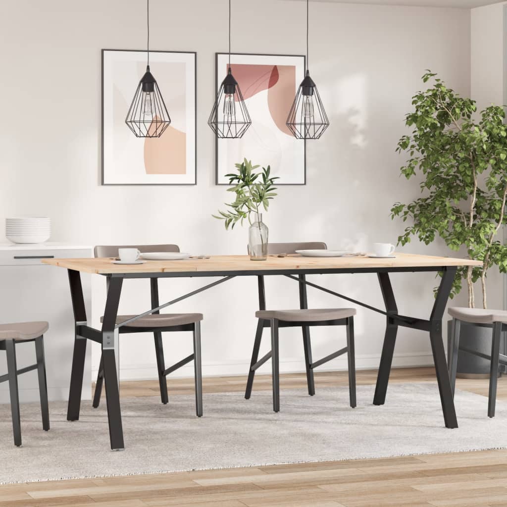 vidaXL Dining Table Y-Frame 180x90x75 cm Solid Wood Pine and Steel 3