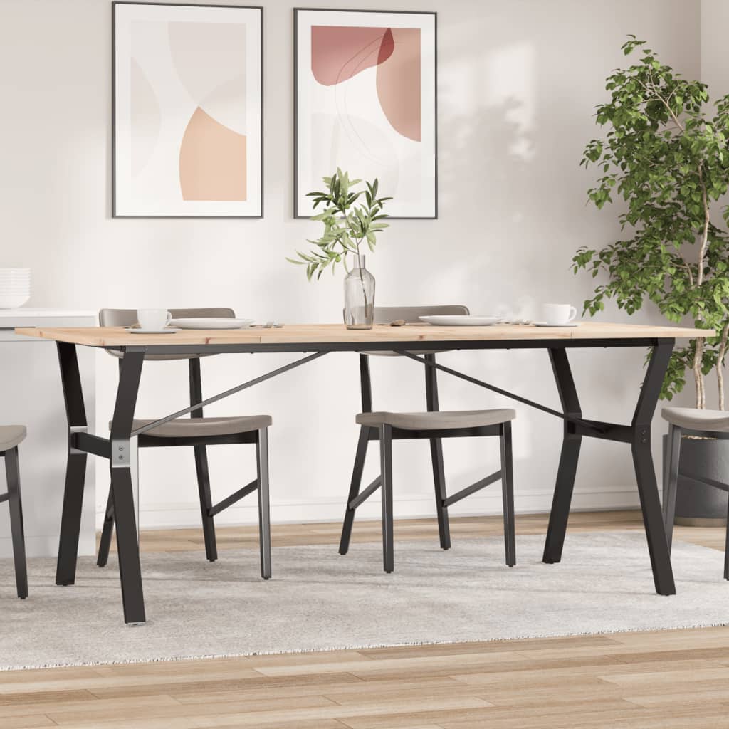 vidaXL Dining Table Y-Frame 180x90x75 cm Solid Wood Pine and Steel 1