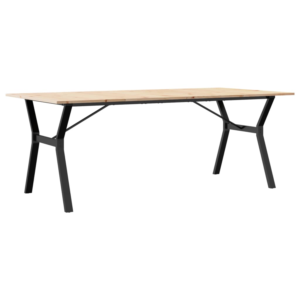 vidaXL Dining Table Y-Frame 200x100x75 cm Solid Wood Pine and Steel 2