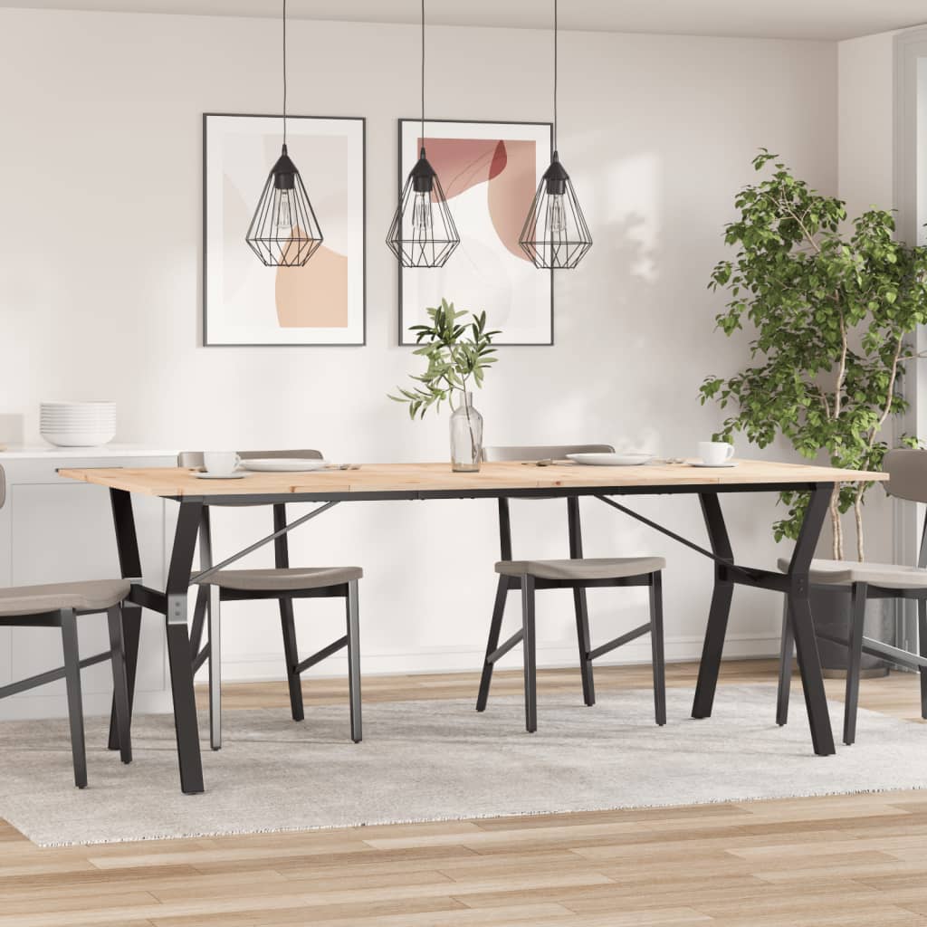 vidaXL Dining Table Y-Frame 200x100x75 cm Solid Wood Pine and Steel 3