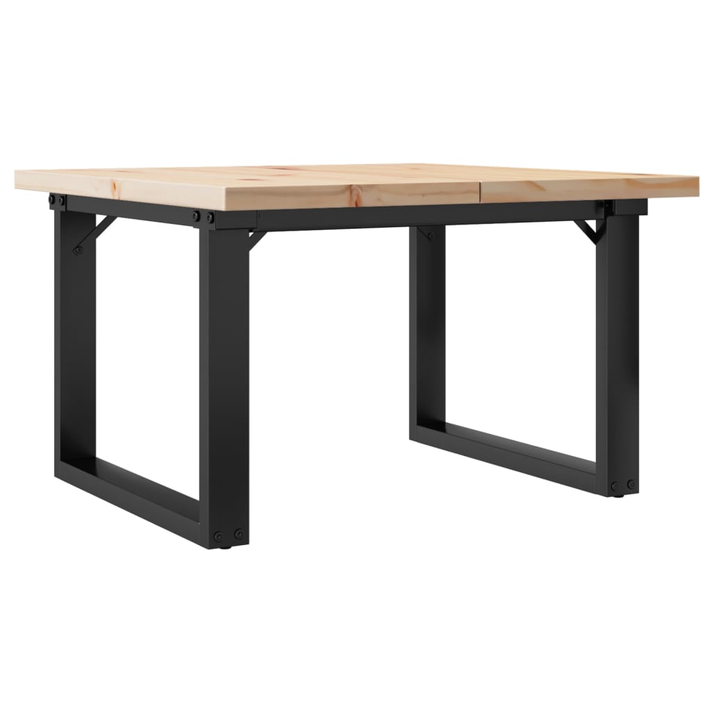 vidaXL Coffee Table O-Frame 70x70x40.5 cm Solid Wood Pine and Steel 2