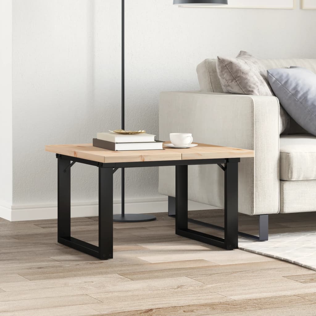 vidaXL Coffee Table O-Frame 70x70x40.5 cm Solid Wood Pine and Steel 3