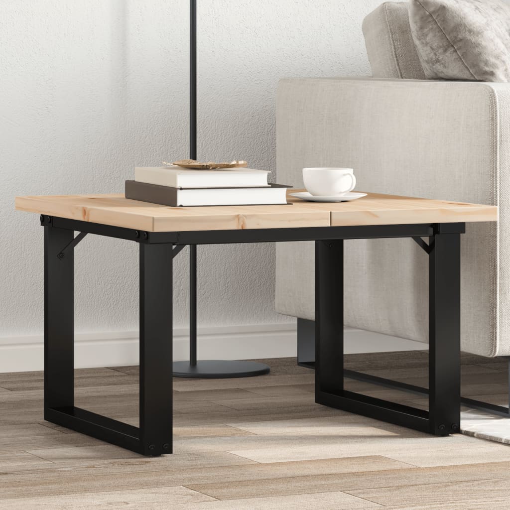 vidaXL Coffee Table O-Frame 70x70x40.5 cm Solid Wood Pine and Steel 1