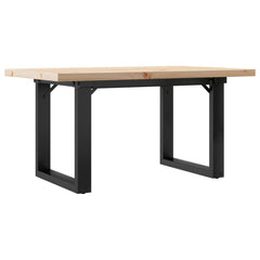 vidaXL Coffee Table O-Frame 80x50x40.5 cm Solid Wood Pine and Steel 6