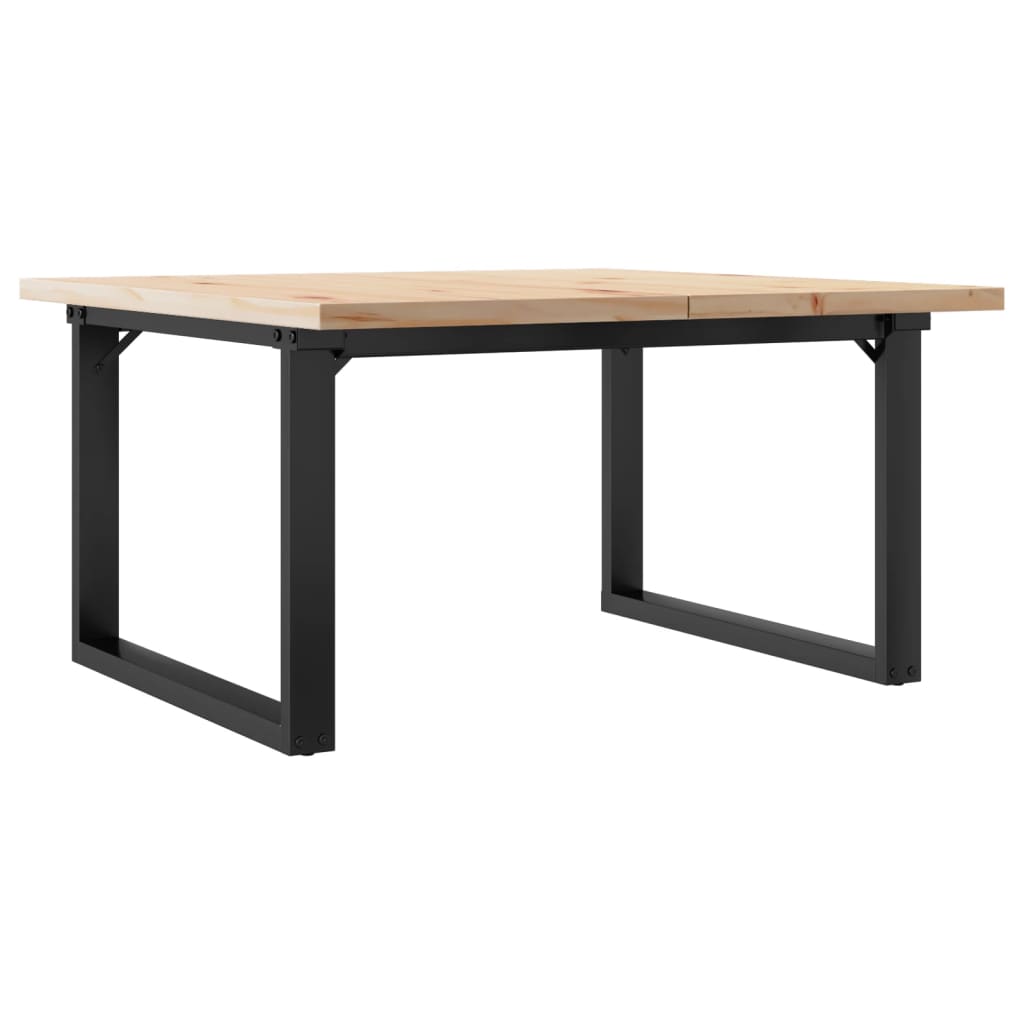vidaXL Coffee Table O-Frame 80x80x45.5 cm Solid Wood Pine and Steel 2
