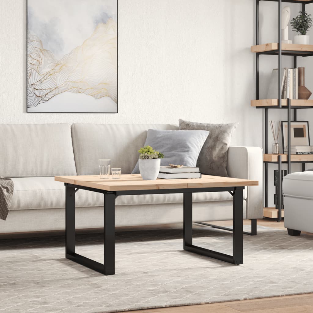 vidaXL Coffee Table O-Frame 80x80x45.5 cm Solid Wood Pine and Steel 3
