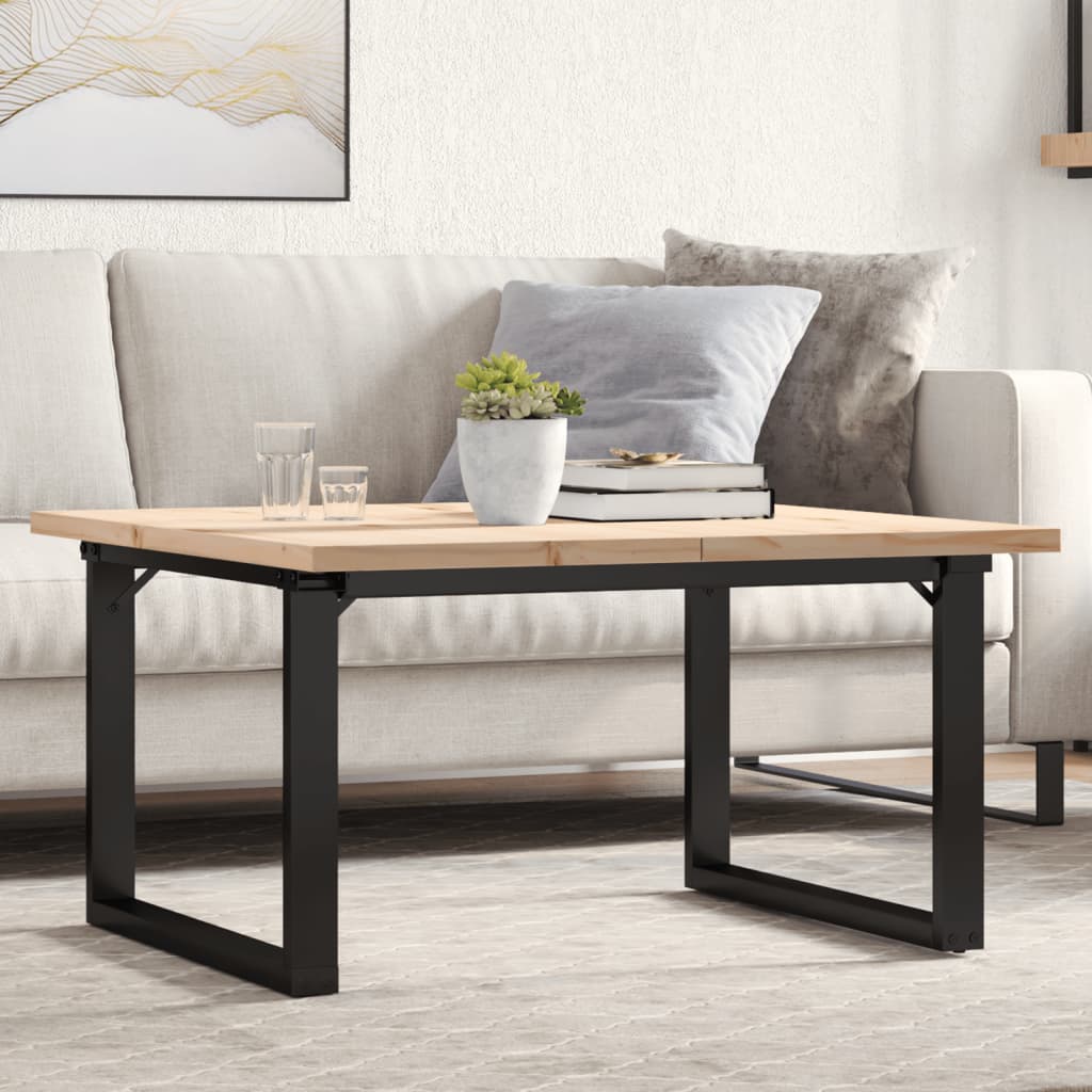 vidaXL Coffee Table O-Frame 80x80x45.5 cm Solid Wood Pine and Steel 1