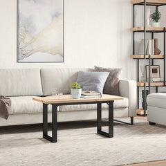 vidaXL Coffee Table O-Frame 90x40x45.5 cm Solid Wood Pine and Steel 3