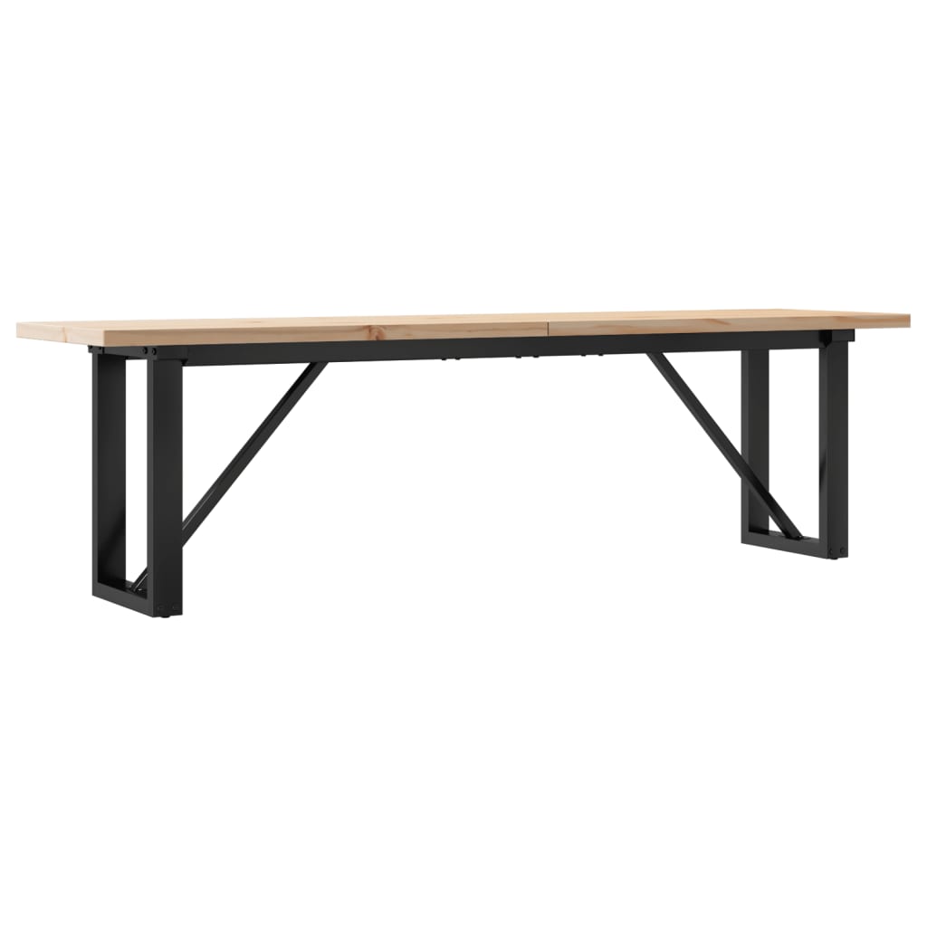 vidaXL Coffee Table O-Frame 160x40x45.5 cm Solid Wood Pine and Steel 2