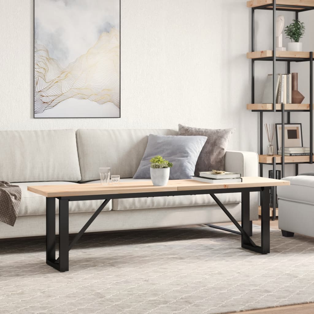vidaXL Coffee Table O-Frame 160x40x45.5 cm Solid Wood Pine and Steel 3