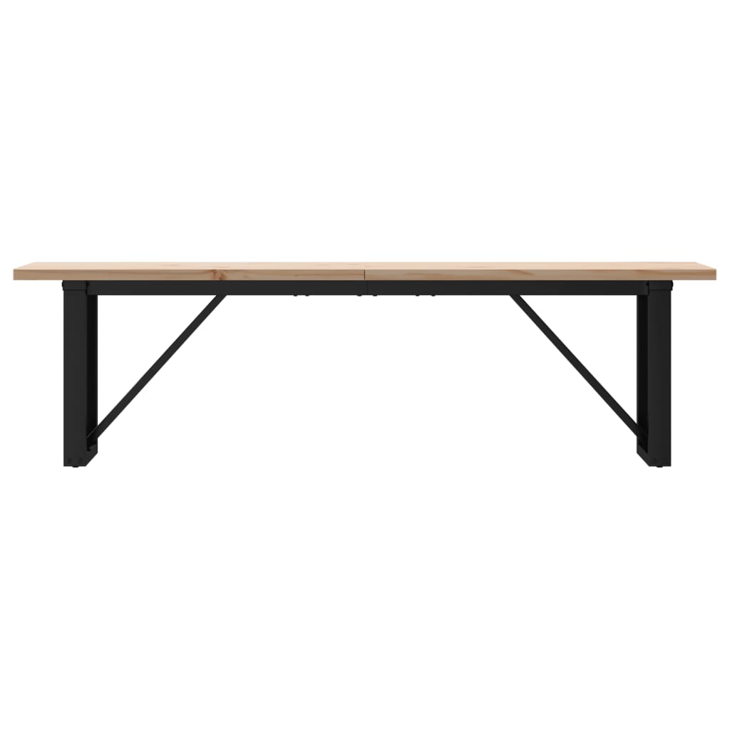 vidaXL Coffee Table O-Frame 160x40x45.5 cm Solid Wood Pine and Steel 4
