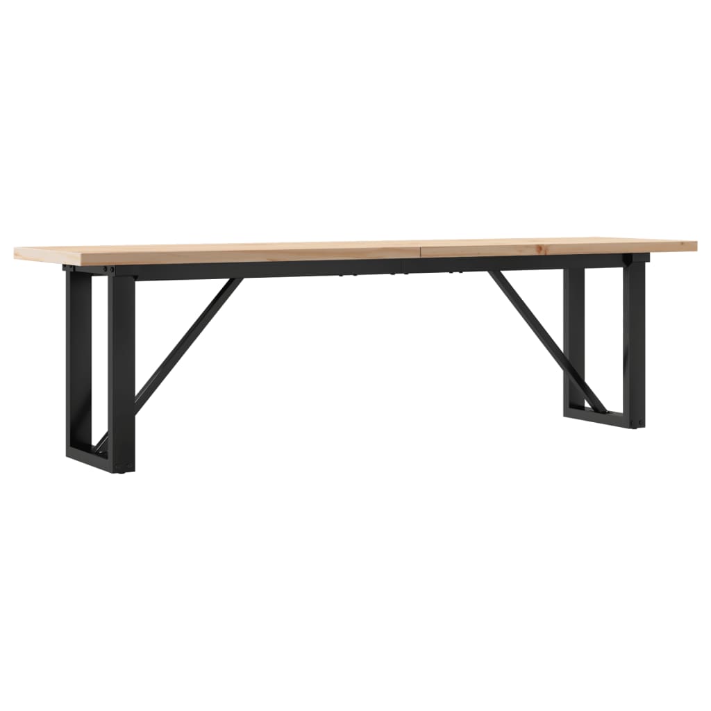 vidaXL Coffee Table O-Frame 160x40x45.5 cm Solid Wood Pine and Steel 6