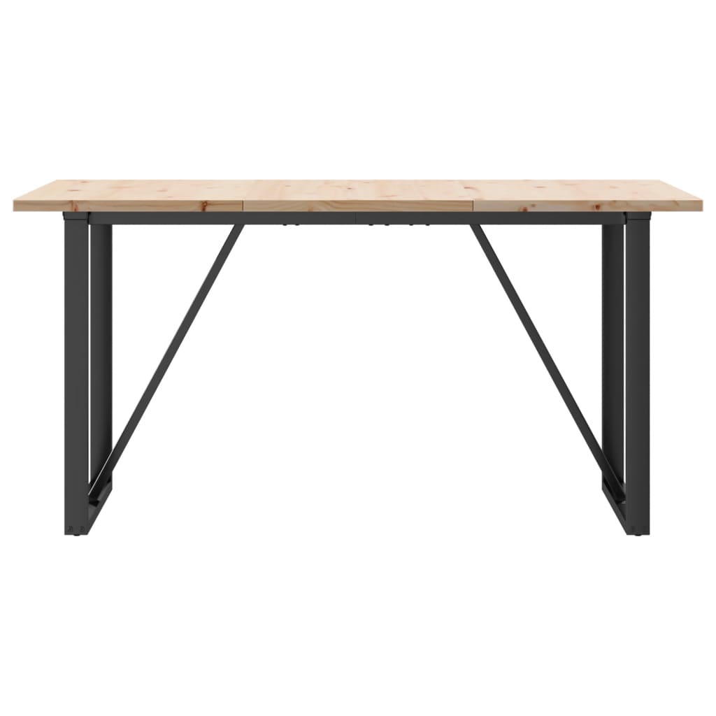 vidaXL Dining Table O-Frame 140x80x75.5 cm Solid Wood Pine and Steel 4