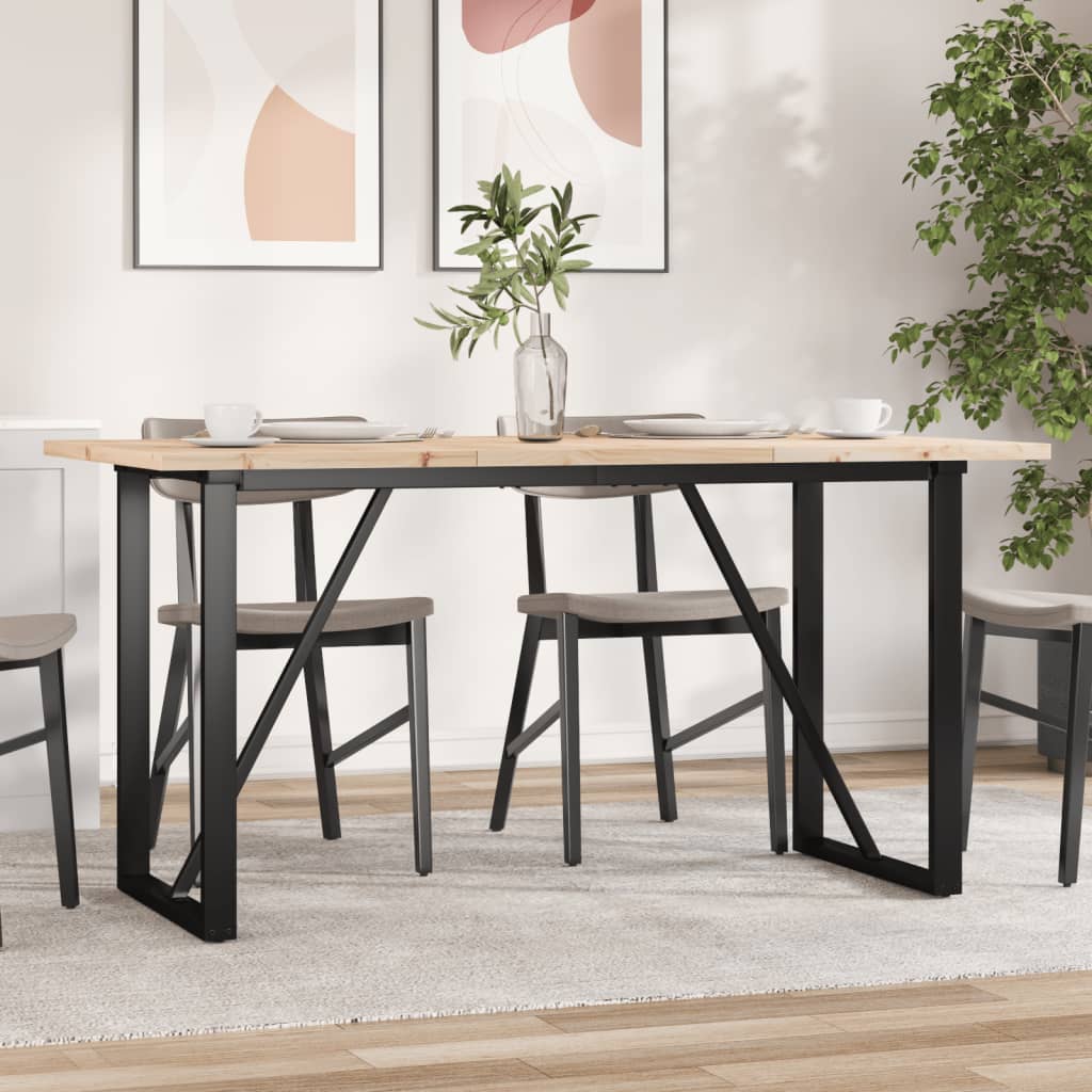 vidaXL Dining Table O-Frame 160x80x75.5 cm Solid Wood Pine and Steel 1