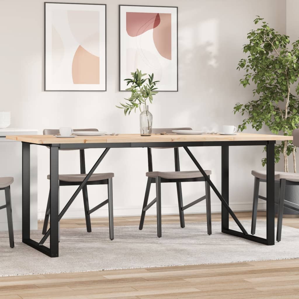 vidaXL Dining Table O-Frame 180x90x75.5 cm Solid Wood Pine and Steel 1