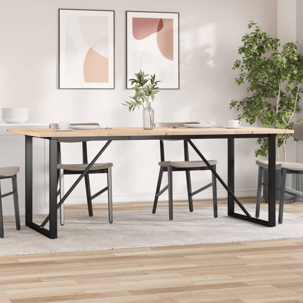 vidaXL Dining Table O-Frame 200x100x75.5 cm Solid Wood Pine and Steel 1