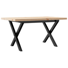 vidaXL Coffee Table X-Frame 80x50x40.5 cm Solid Wood Pine and Steel 2