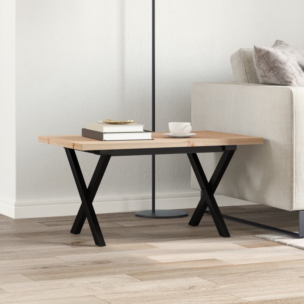 vidaXL Coffee Table X-Frame 80x50x40.5 cm Solid Wood Pine and Steel 3