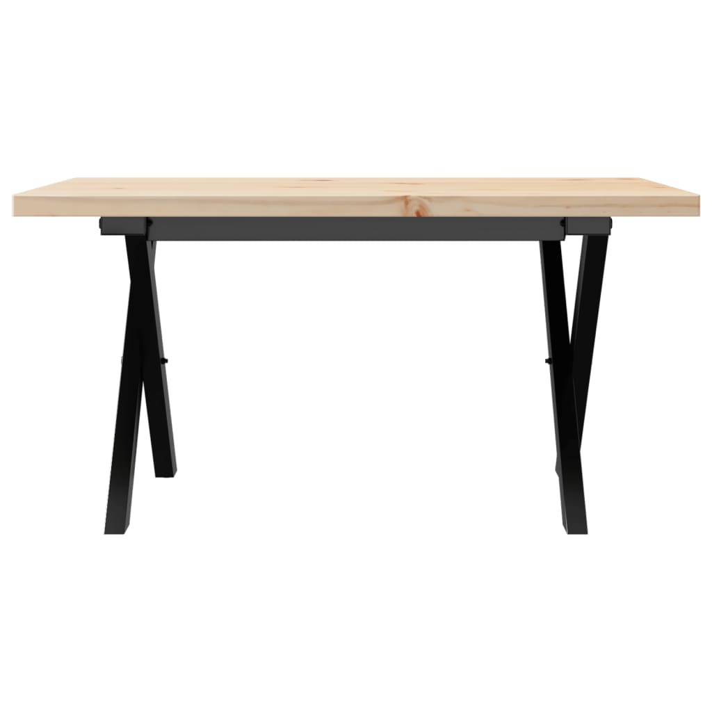 vidaXL Coffee Table X-Frame 80x50x40.5 cm Solid Wood Pine and Steel 4