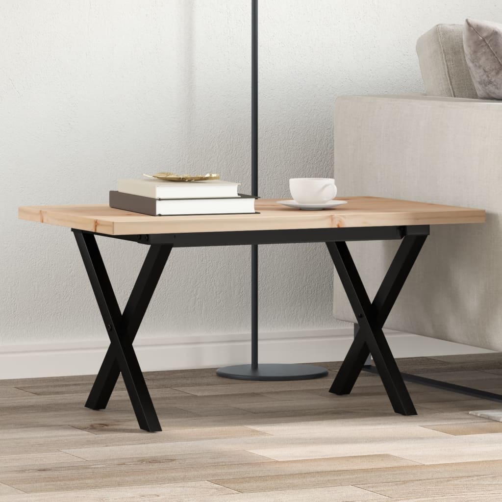 vidaXL Coffee Table X-Frame 80x50x40.5 cm Solid Wood Pine and Steel 1
