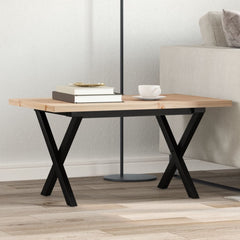 vidaXL Coffee Table X-Frame 80x50x40.5 cm Solid Wood Pine and Steel 1