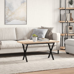 vidaXL Coffee Table X-Frame 90x40x45.5 cm Solid Wood Pine and Steel 3