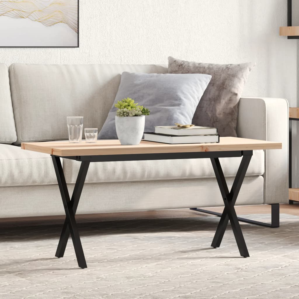 vidaXL Coffee Table X-Frame 90x40x45.5 cm Solid Wood Pine and Steel 1