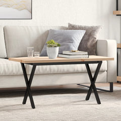 vidaXL Coffee Table X-Frame 90x40x45.5 cm Solid Wood Pine and Steel 1