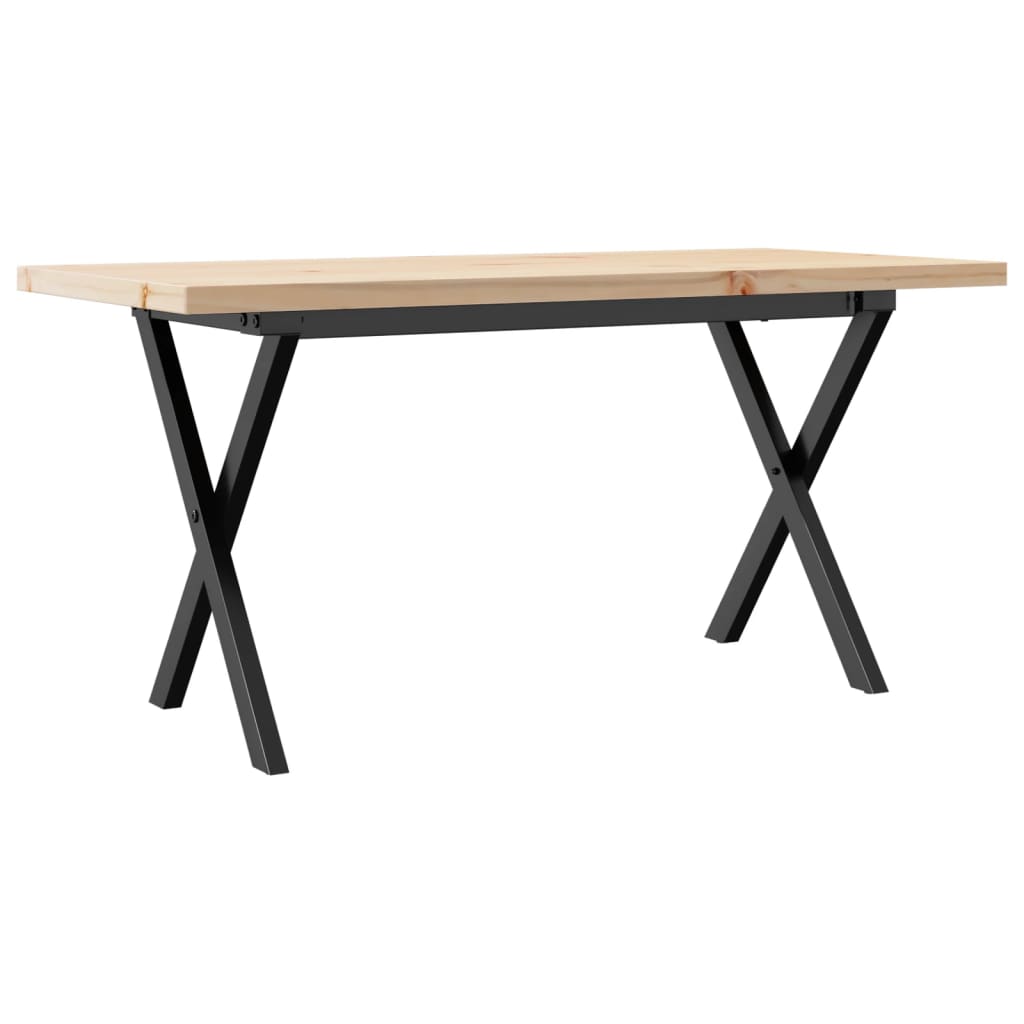 vidaXL Coffee Table X-Frame 100x50x45.5 cm Solid Wood Pine and Steel 2