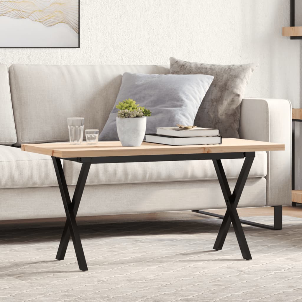 vidaXL Coffee Table X-Frame 100x50x45.5 cm Solid Wood Pine and Steel 1