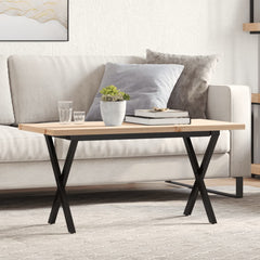 vidaXL Coffee Table X-Frame 100x50x45.5 cm Solid Wood Pine and Steel 1