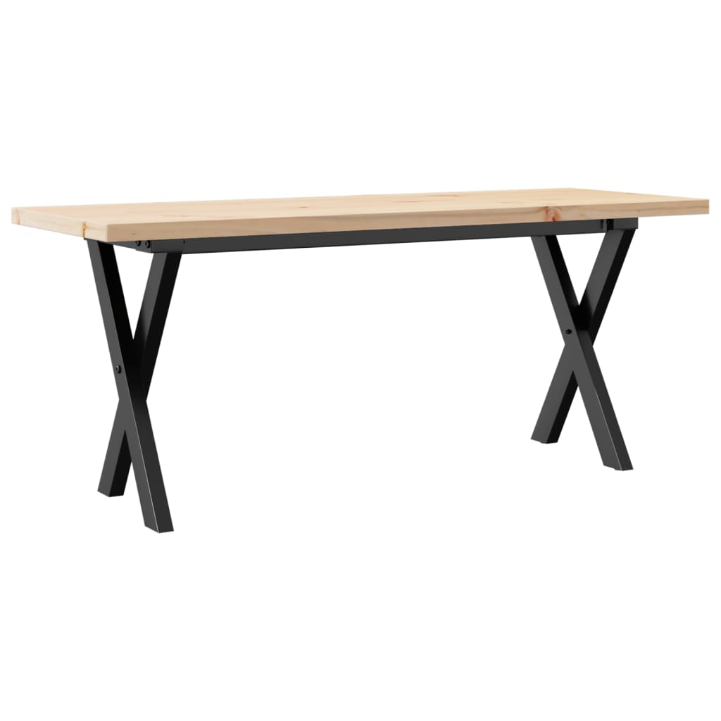 vidaXL Coffee Table X-Frame 110x40x45.5 cm Solid Wood Pine and Steel 2