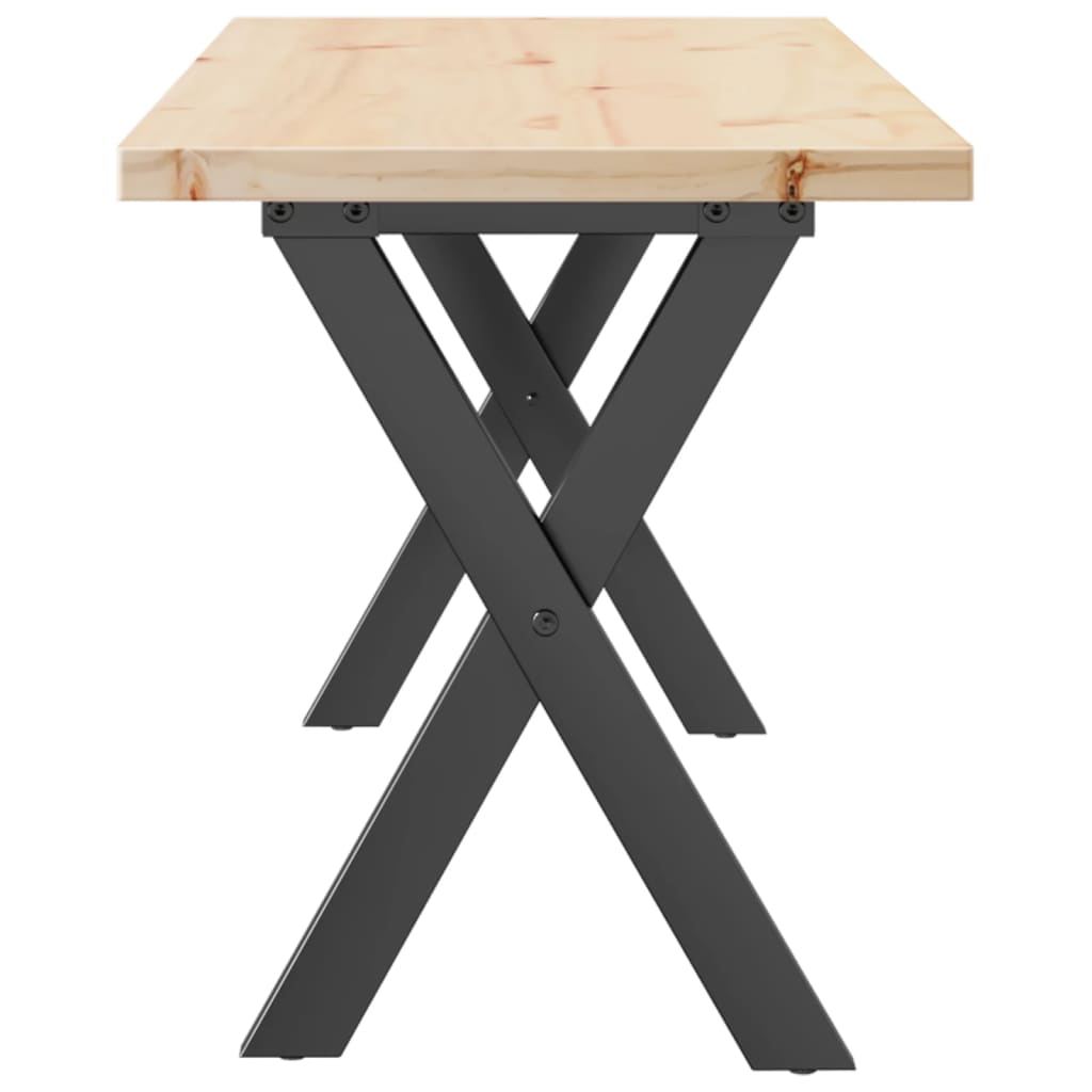 vidaXL Coffee Table X-Frame 110x40x45.5 cm Solid Wood Pine and Steel 5