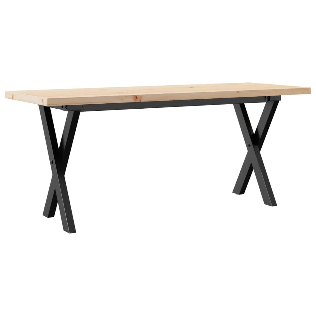 vidaXL Coffee Table X-Frame 110x40x45.5 cm Solid Wood Pine and Steel 6