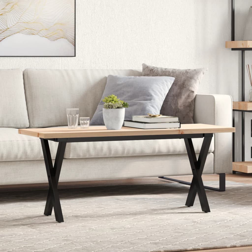 vidaXL Coffee Table X-Frame 110x40x45.5 cm Solid Wood Pine and Steel 1