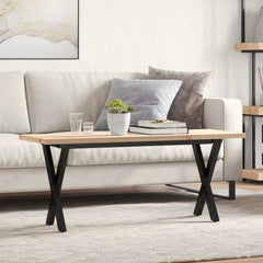 vidaXL Coffee Table X-Frame 110x40x45.5 cm Solid Wood Pine and Steel 1