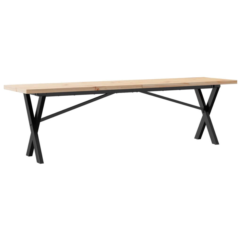 vidaXL Coffee Table X-Frame 160x40x45.5 cm Solid Wood Pine and Steel 2