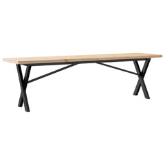 vidaXL Coffee Table X-Frame 160x40x45.5 cm Solid Wood Pine and Steel 2