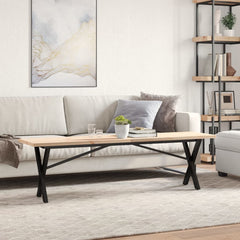 vidaXL Coffee Table X-Frame 160x40x45.5 cm Solid Wood Pine and Steel 3