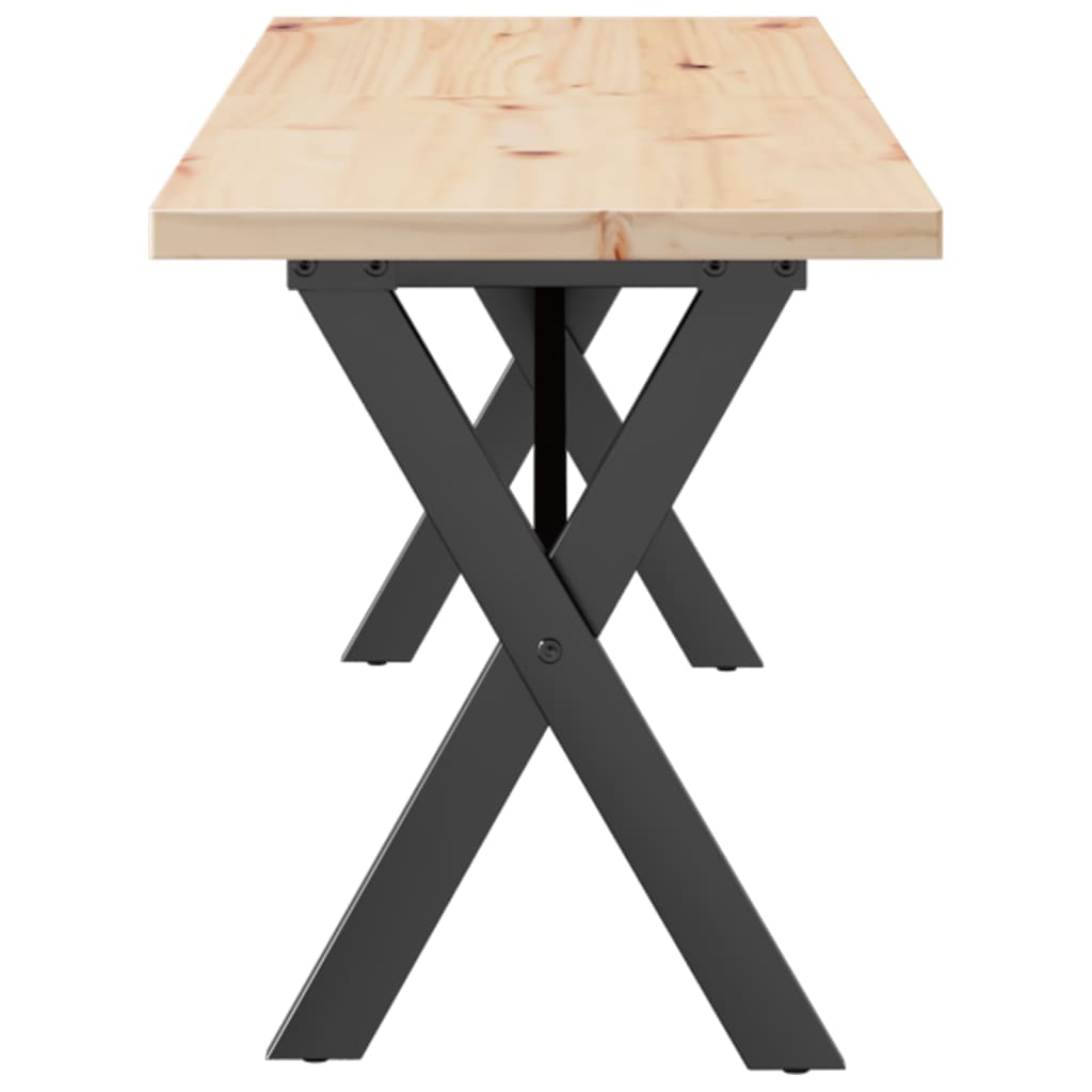vidaXL Coffee Table X-Frame 160x40x45.5 cm Solid Wood Pine and Steel 5