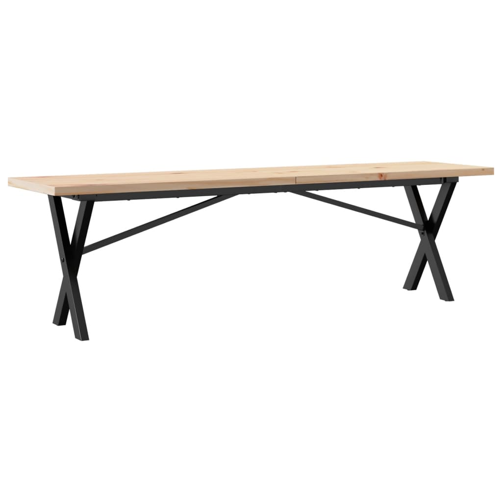 vidaXL Coffee Table X-Frame 160x40x45.5 cm Solid Wood Pine and Steel 6
