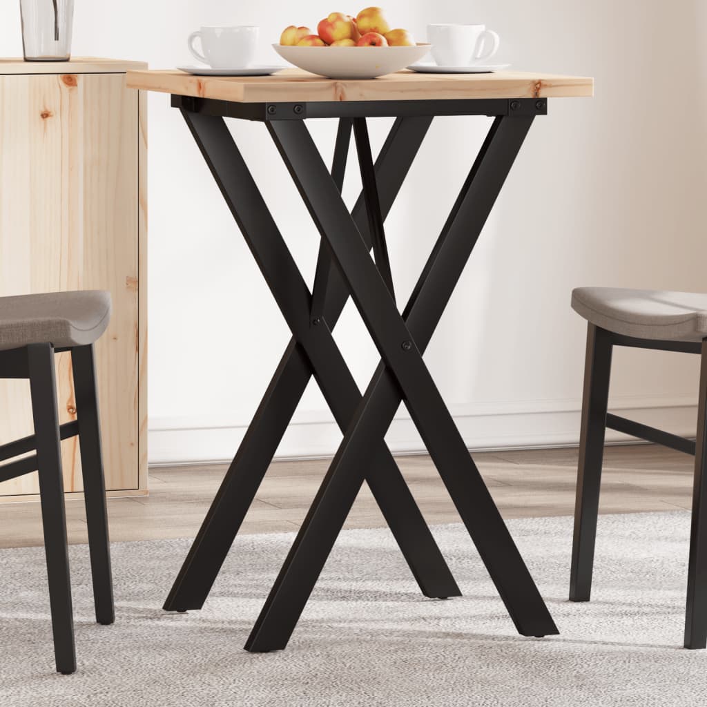 vidaXL Dining Table X-Frame 50x50x75.5 cm Solid Wood Pine and Steel 1
