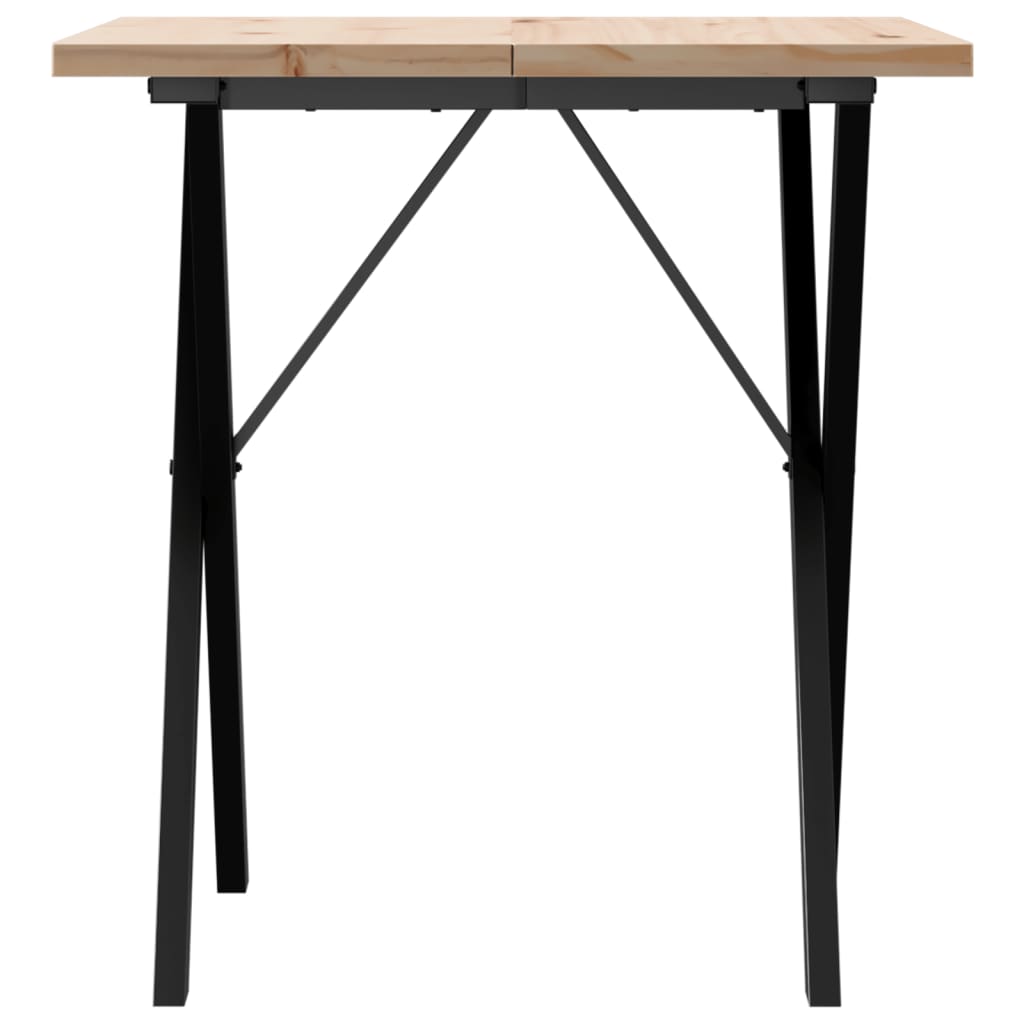 vidaXL Dining Table X-Frame 70x70x75.5 cm Solid Wood Pine and Steel 4