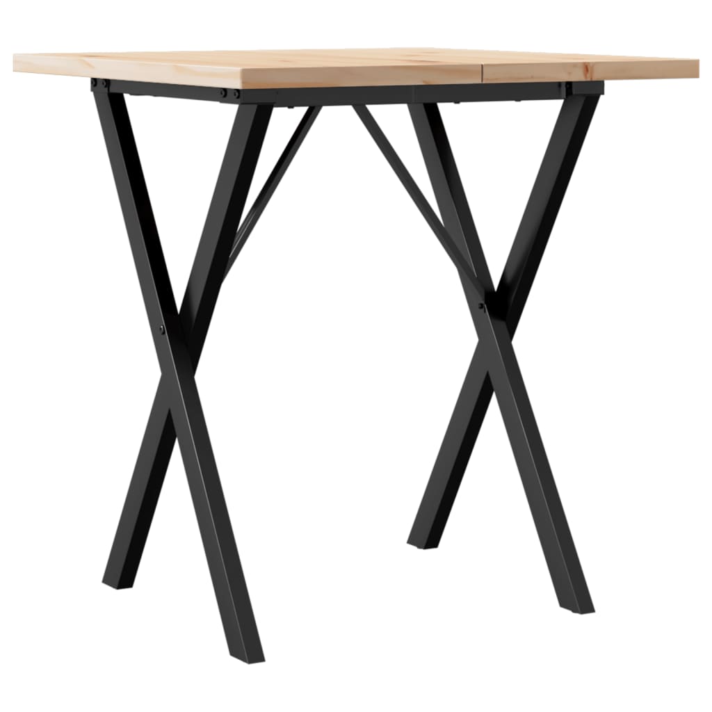 vidaXL Dining Table X-Frame 70x70x75.5 cm Solid Wood Pine and Steel 6