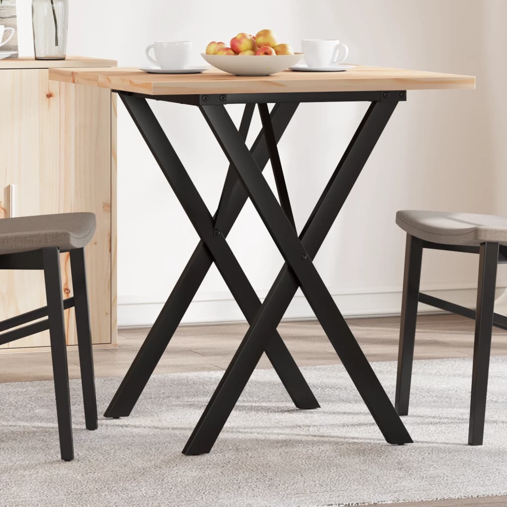 vidaXL Dining Table X-Frame 70x70x75.5 cm Solid Wood Pine and Steel 1