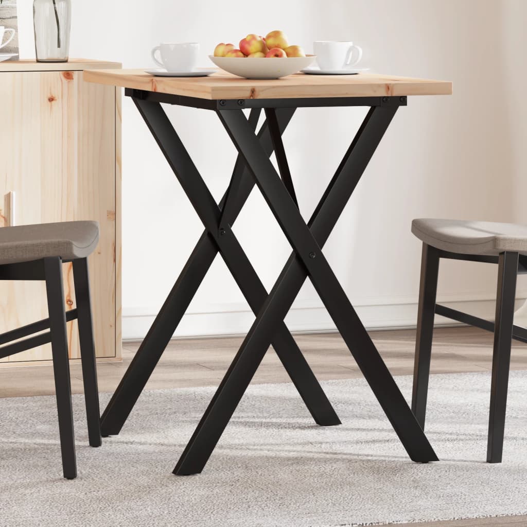 vidaXL Dining Table X-Frame 80x50x75.5 cm Solid Wood Pine and Steel 1
