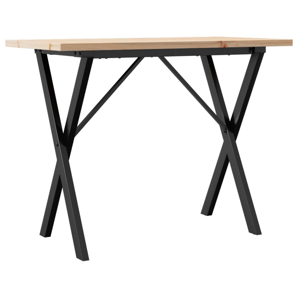 vidaXL Dining Table X-Frame 100x50x75.5 cm Solid Wood Pine and Steel 2